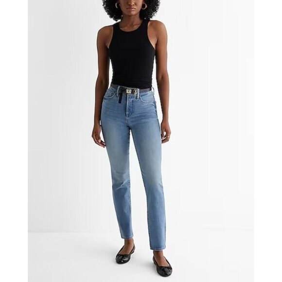 NWT Express High Waisted ‘90s Slim Hyper Stretch Jeans Size 6 Regular - Picture 4 of 10